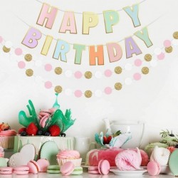 Happy Birthday Banner and Decorations-Girls Toddler Birthday Decorations-Happy Birthday Banner and Dot Garland Pastel Colors ...