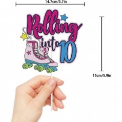 Rolling into 10 Cake Topper Roller Skate Happy 10th Birthday Cake Topper 10 Ten Years Old Colorful Rolling Retro Girl Club Hi...