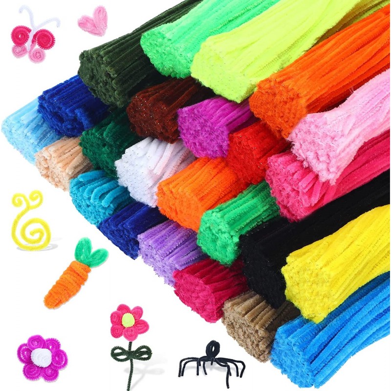 2400 Pieces Pipe Cleaners 24 Assorted Colored Chenille Stems Pipe Cleaners Craft Fuzzy Pipe Cleaners Colorful Pipe Cleaners F...