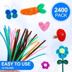 2400 Pieces Pipe Cleaners 24 Assorted Colored Chenille Stems Pipe Cleaners Craft Fuzzy Pipe Cleaners Colorful Pipe Cleaners F...