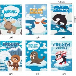 24Pcs Polar Animals Coloring Books Winter Theme DIY Art Booklet Drawing Pattern Including Arctic Bear Penguin Birthday Party ...