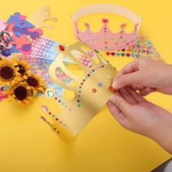 24 Pieces Paper Princess Prince Crowns 8 Pieces Gem Stickers Jewels Stickers and 6 Pieces Adhesive Number Letter Stickers for...