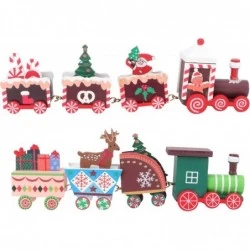 Pull Along Train Toy 2pcs Christmas Wooden Under Christmas Tree Decorations Kids Train Toys Under Tree Train Train Ornament w...