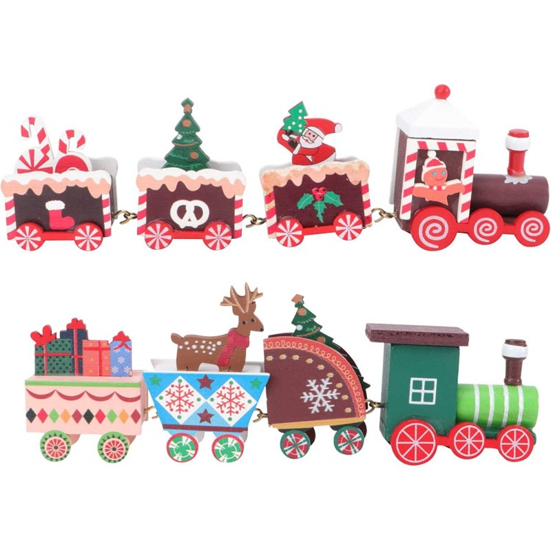 Pull Along Train Toy 2pcs Christmas Wooden Under Christmas Tree Decorations Kids Train Toys Under Tree Train Train Ornament w...