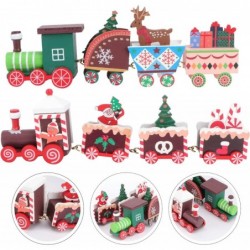 Pull Along Train Toy 2pcs Christmas Wooden Under Christmas Tree Decorations Kids Train Toys Under Tree Train Train Ornament w...