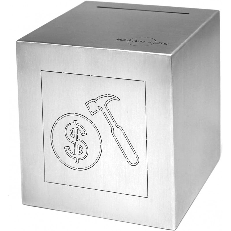 Piggy Bank for Adults Made of Stainless Steel Safe to Open Easy to burget and Save (Square Double Line Laser Cutting) $34.36 ...