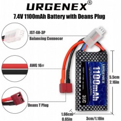 2S Lipo Battery 7.4v 1100mAh RC Lipo Batteries 8.14Wh 35C Li-Po Battery with Deans T Plug Fit for BEZGAR HS181/HM181 HBX 1885...