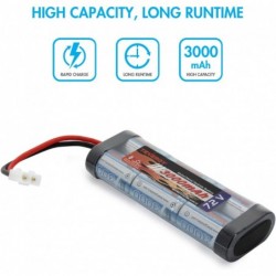 7.2V Battery Pack High Capacity 6-Cell 3000mAh NiMH Flat Battery Pack Replacement Hobby Battery for RC Car RC Truck RC Tank R...