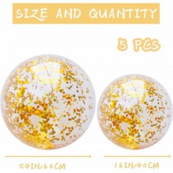 5 Pieces Inflatable Beach Balls 16 Inch+24 Inch Glitter Beach Balls Confetti Beach Balls Swimming Pool Party Balls for Summer...