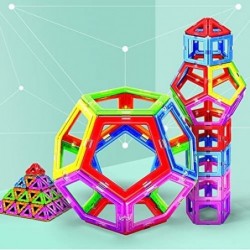 Upgraded Magnetic Blocks Tough Building Tiles STEM Toys for Boys and Girls Learning by Playing Games for Toddlers Kids 96 Pie...