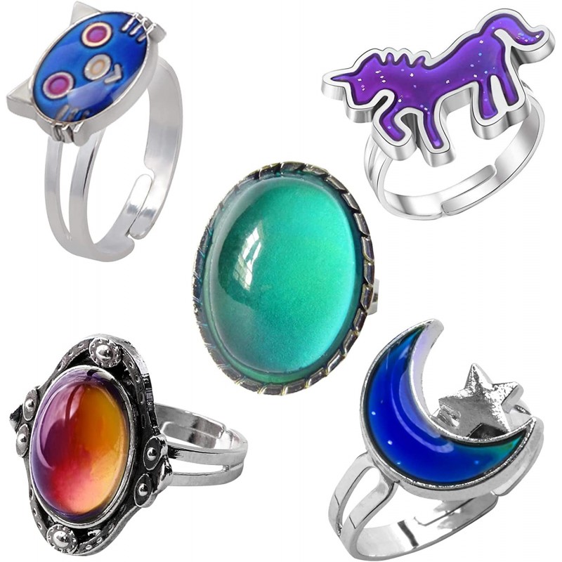 Mood Ring Moon Star Changing Color Emotion Feeling Finger Ring with Box $19.76 Kids' Dress-Up Accessories