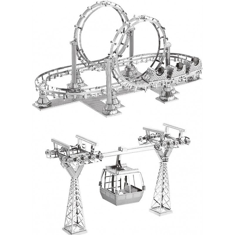 2pcs 3D Metal Puzzle Roller Coaster + Cable Car Model Kits F31104-05 DIY 3D Laser Cut Jigsaw Toys $30.97 3-D Puzzles