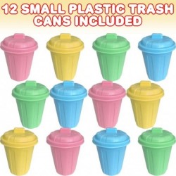 5 Inch Mini Trash Cans Set with Attached Lids Set of 12 Miniature Garbage Bin Toy in Assorted Neon Colors Unique Desk Organiz...