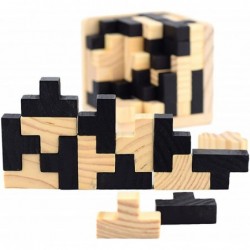 3D Wooden Brain Teaser Puzzle Cube Wooden Puzzles T-Shaped Jigsaw Logic Puzzle Game Puzzles Educational Toy for Kids and Adul...