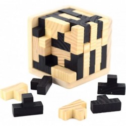 3D Wooden Brain Teaser Puzzle Cube Wooden Puzzles T-Shaped Jigsaw Logic Puzzle Game Puzzles Educational Toy for Kids and Adul...