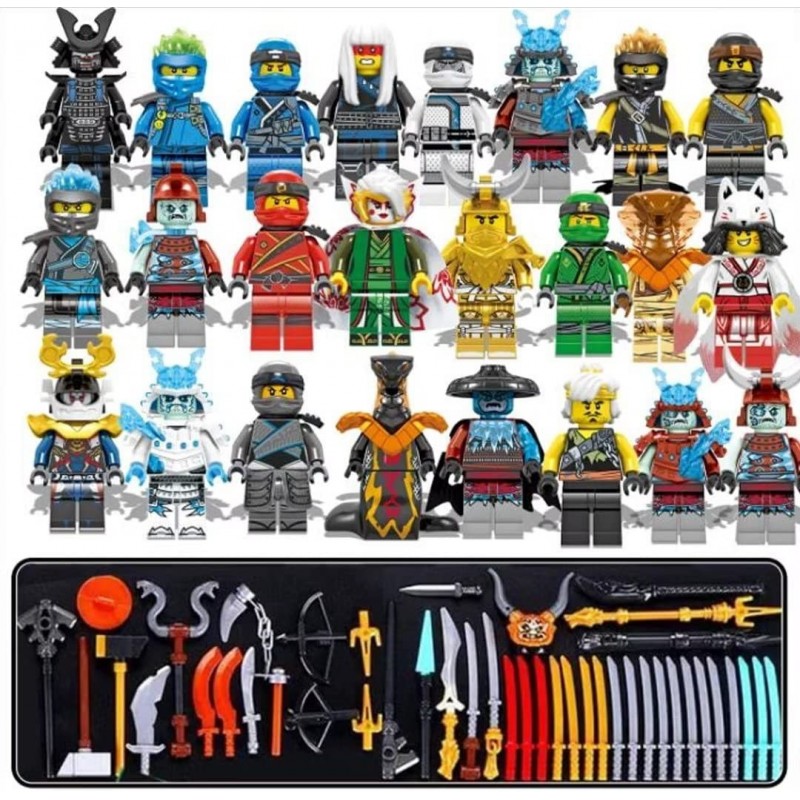 24 Pack Ninja Minifigures Sets Action Figure with Luxury Ninja Weapons Building Blocks Sets Ninja Toys for Boys and Girls Col...