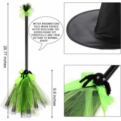 3 Pieces Halloween Witch Broom Hat Set 3 Plastic Broom Props Cosplay Broomstick with 3 Witch Wizard Hats for Halloween Costum...