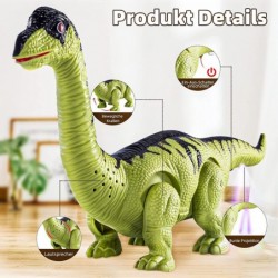 3 Pack Walking Dinosaur Toy for Kids 3-5/5-7 Years Simulation Tyrannosaurus & Stegosaurus & Brachiosaurus Electric Robot Dino...