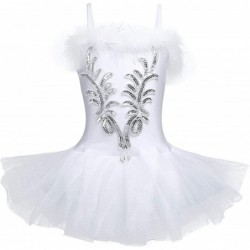 Kids Girls Swan Costume Sequined Ballet Dance Leotard Tutu Dress with Fingerless Long Gloves Hair Clip Set $42.38 Kids' Costumes