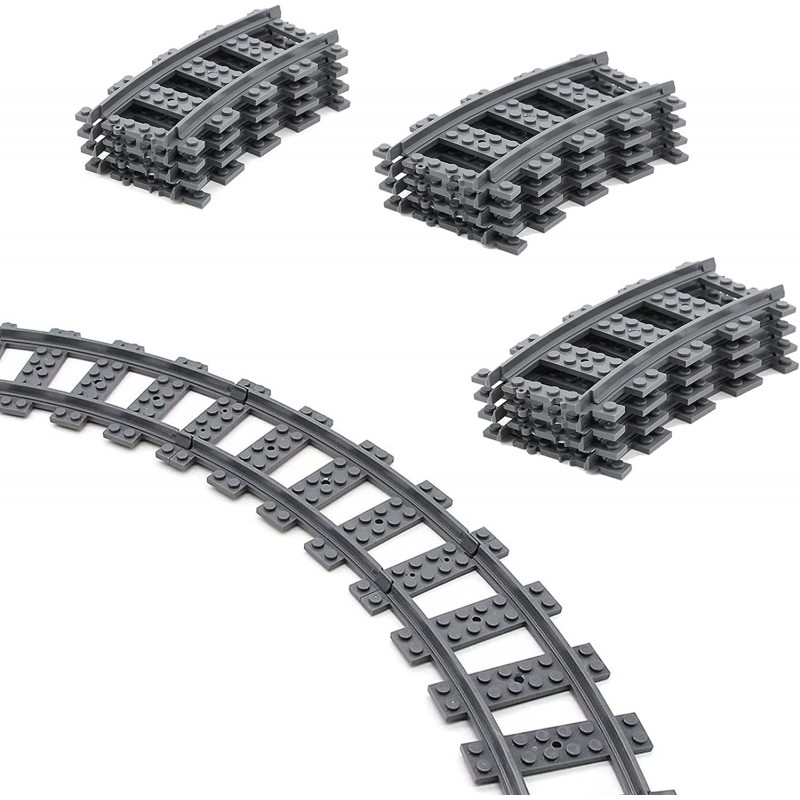 16pcs City Train Tracks Curved Road Train Accessories Building Toys Railroad High Speed Non-Powered Set Compatible with Major...