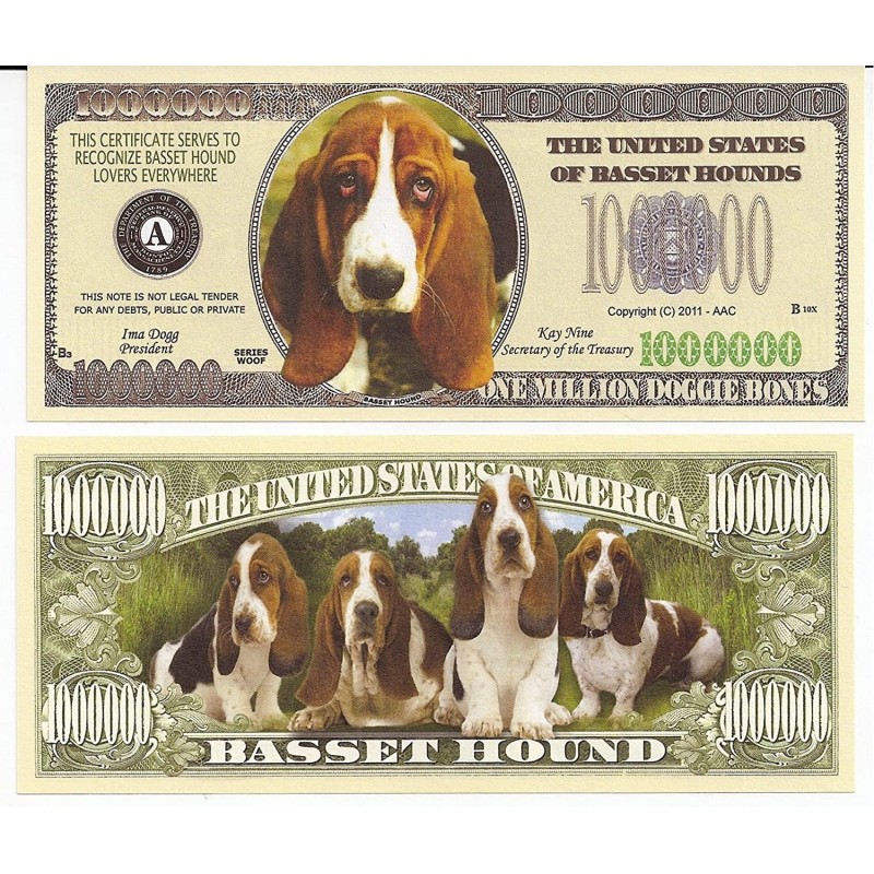 Basset Hound Dog $Million Dollar$ Novelty Bill Collectible $15.93 Gags & Practical Joke Toys