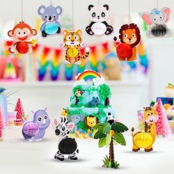 10 Pieces Animals Honeycomb Centerpieces for Table Decorations 3D Jungle Zoo Animals Hanging Decorations Table Topper for Kid...