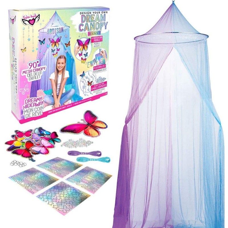 DIY Design Your Own Dream Canopy Design Set with 7.5 Foot Mesh Canopy Holographic Butterfly Cutouts to Design Your Own Mobile...