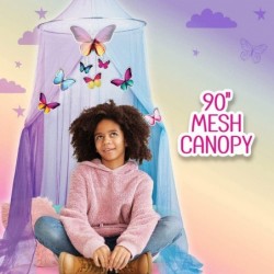 DIY Design Your Own Dream Canopy Design Set with 7.5 Foot Mesh Canopy Holographic Butterfly Cutouts to Design Your Own Mobile...