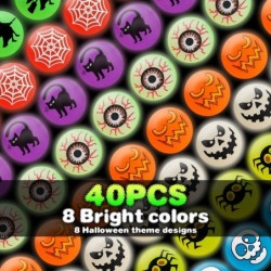 40 Glow in The Dark Bouncing Balls 8 Halloween Theme Designs Halloween Party Favor Supplies Trick or Treating Goodie Bag Fill...