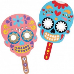 AX236 Day of The Dead Wooden Masks - Pack of 4 Halloween Decorations Creative Art and Craft Supplies for Kids $18.09 Craft Kits