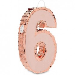 Small Number 6 Rose Gold Pinata for 6th Birthday Party Decorations (10.75 x 15.7 x 3 In) $32.62 Piñatas