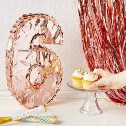 Small Number 6 Rose Gold Pinata for 6th Birthday Party Decorations (10.75 x 15.7 x 3 In) $32.62 Piñatas