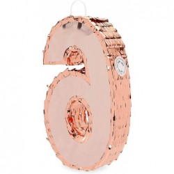 Small Number 6 Rose Gold Pinata for 6th Birthday Party Decorations (10.75 x 15.7 x 3 In) $32.62 Piñatas