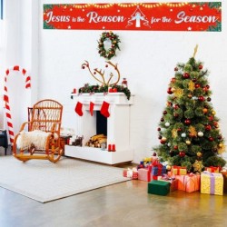 Jesus is The Reason for The Season Sign Banner - Large Outdoor Jesus Christmas Decorations 9.8x1.6 ft $23.86 Kids' Party Deco...