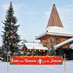 Jesus is The Reason for The Season Sign Banner - Large Outdoor Jesus Christmas Decorations 9.8x1.6 ft $23.86 Kids' Party Deco...