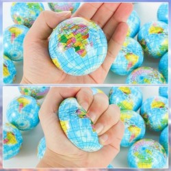 20 PCS Globe Squeeze Balls 2.5 Inch Earth Stress Relief Balls Foam Squeeze Balls Educational Stress Balls for Finger Exercise...