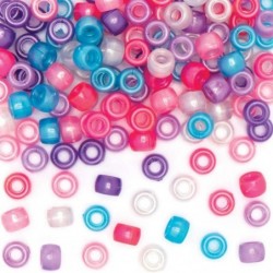 FE214 Princess Kids Craft Pony Beads - Pack of 500 Multi Colored Embellishments for Children's Jeweler Making Arts Crafts and...