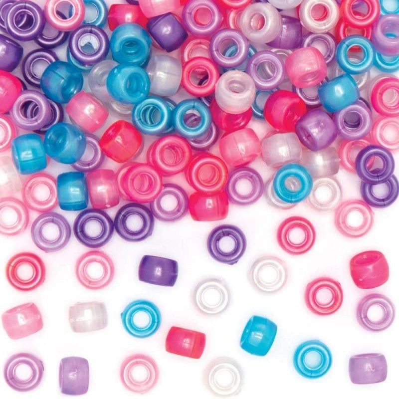 FE214 Princess Kids Craft Pony Beads - Pack of 500 Multi Colored Embellishments for Children's Jeweler Making Arts Crafts and...