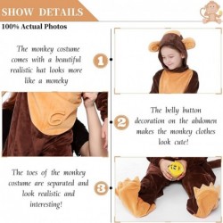 Monkey Costume for Kids Monkey Onesie Costume for Kids Girls & Boys Halloween Cosplay Velvet Hooded Animals Pajamas (10-12T) ...