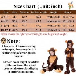 Monkey Costume for Kids Monkey Onesie Costume for Kids Girls & Boys Halloween Cosplay Velvet Hooded Animals Pajamas (10-12T) ...