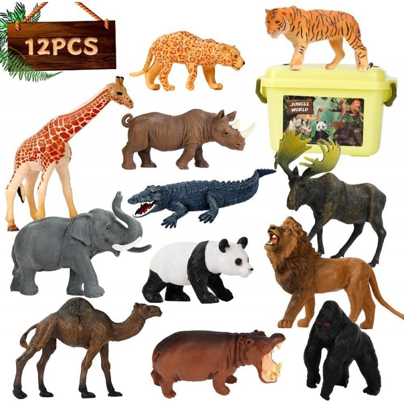 Safari Animal Figures 12PCS Jungle Zoo Animals Toys Realistic Wildlife Plastic African Animals Playset Learning Educational T...