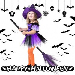 6 Pieces Kids Witch Broom Halloween Witch Broomstick with Cosplay Witch Tutu Skirt Broom Props Witch Broom Party Decoration f...