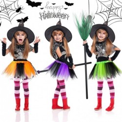 6 Pieces Kids Witch Broom Halloween Witch Broomstick with Cosplay Witch Tutu Skirt Broom Props Witch Broom Party Decoration f...