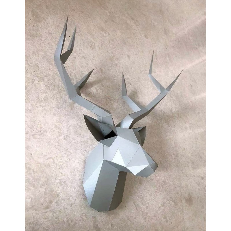 Deer-Head Pre-Cut DIY Paper Craft Templates Wall Decor Art Piece Paper Sculpture Paper Toy Ornament 3D Animal Head Geometric ...