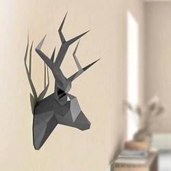 Deer-Head Pre-Cut DIY Paper Craft Templates Wall Decor Art Piece Paper Sculpture Paper Toy Ornament 3D Animal Head Geometric ...