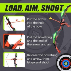 Kids Bow and Arrow - Kids Archery Set with LED Lights Includes 8 Suction Cup Arrows Target & Quiver Indoor & Outdoor Game Toy...