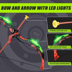 Kids Bow and Arrow - Kids Archery Set with LED Lights Includes 8 Suction Cup Arrows Target & Quiver Indoor & Outdoor Game Toy...