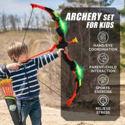 Kids Bow and Arrow - Kids Archery Set with LED Lights Includes 8 Suction Cup Arrows Target & Quiver Indoor & Outdoor Game Toy...