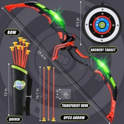 Kids Bow and Arrow - Kids Archery Set with LED Lights Includes 8 Suction Cup Arrows Target & Quiver Indoor & Outdoor Game Toy...