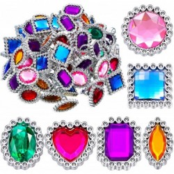 96 Pieces Pirates Plastic Jewel Rings for Kid Jumbo Rhinestone Rings Colorful Little Girls Jewel Rings for Bridal Shower and ...